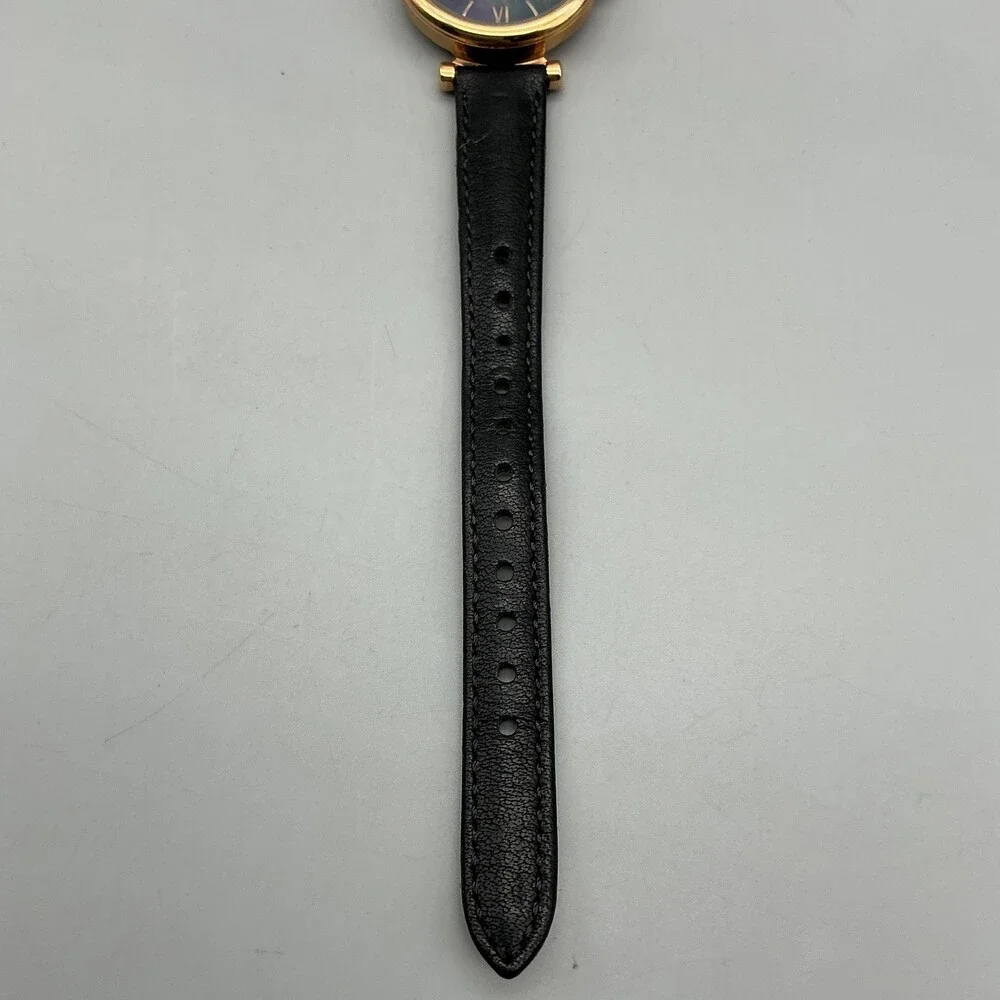 Fossil Carlie Womens Watch 28mm Black Dial Gold Tone Leather ES4700 New Battery